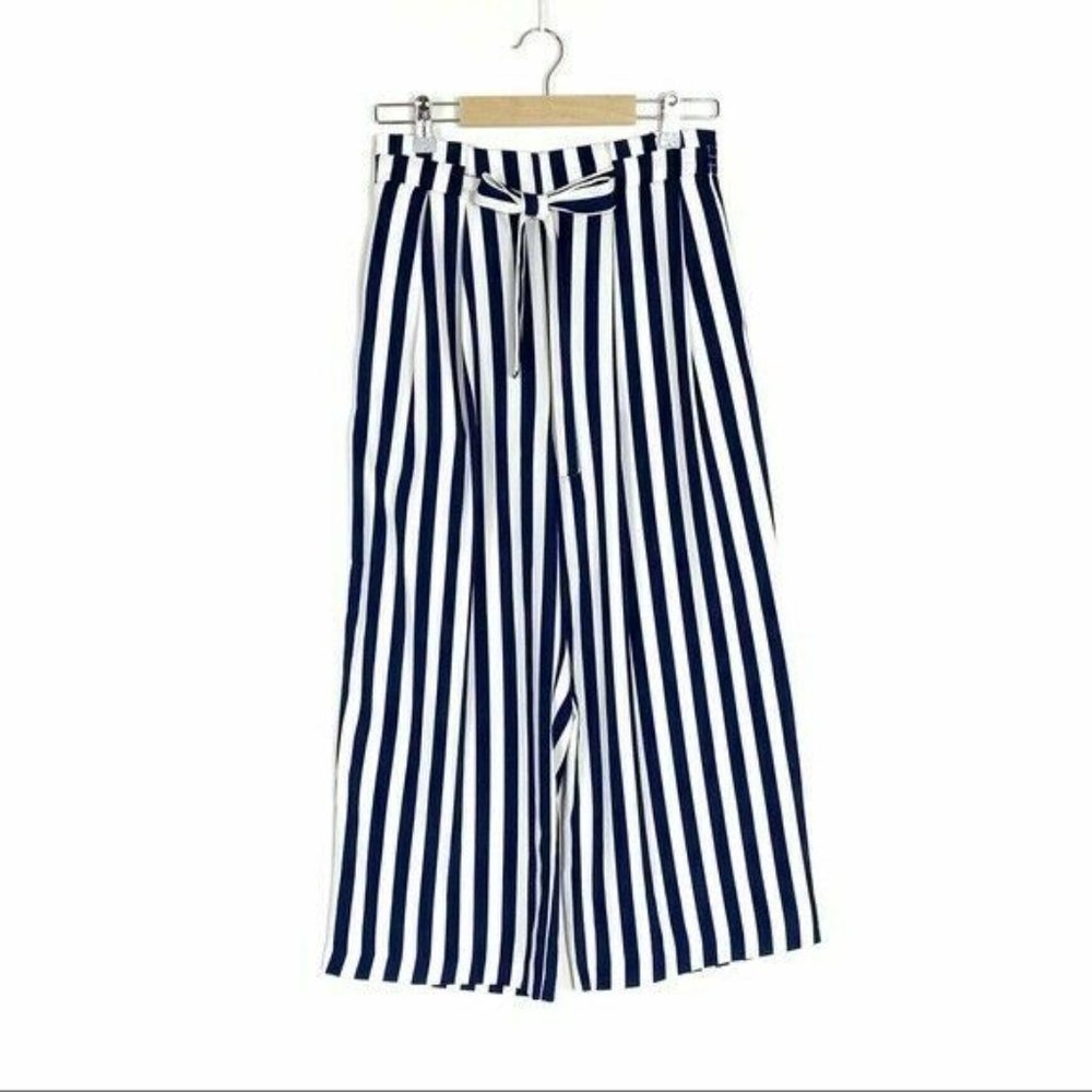 Zara Basics Striped Crop Pant sz US Small - Picture 2 of 6